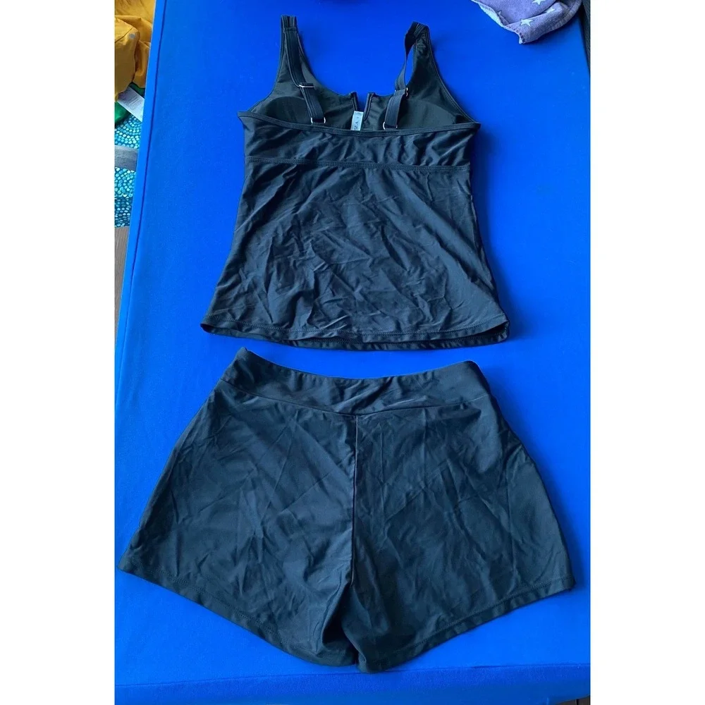 Talisea Black 2 Piece Tankini Swimsuit Set Womens Size Medium New With Tags